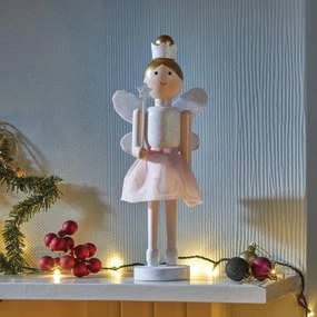 Karácsonyi angyal figura Pink/Fehér 30 cm