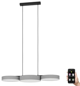 Eglo 900856 - LED RGBW Dimmelhető csillár zsinóron BARBANO-Z 3xLED/7,5W/230V szürke