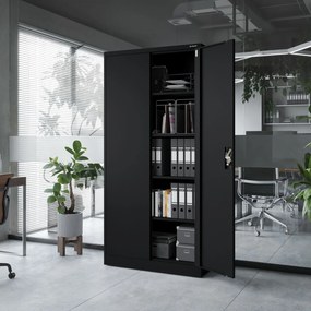 Fém iratszekrény JAN, 900 x 1850 x 400 mm, fekete