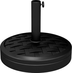 Outsunny 40 lbs napernyő alap forgó hajtókarral és szőtt dizájnnal, Fém, HDPE és Cement állvány, Ø38/48 mm-es napernyő oszlopokhoz, Ø45x36 cm, Fekete