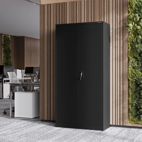 Fémszekrény DAWID, 900 x 1850 x 450 mm, All Black: fekete