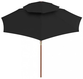 fekete kétszintes napernyő farúddal 270 cm