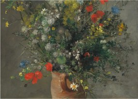 Üveg kép - Auguste Renoir,  Flowers in a Vase, reprodukciók (70x50 cm)