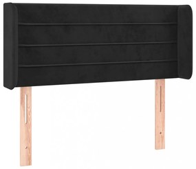 fekete bársony fejtámla szárnyakkal 83x16x78/88 cm