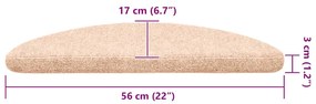 10 db krémszínű tűlyukasztott öntapadó lépcsőszőnyeg 56x17x3 cm