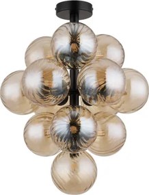 Globo 56146D Mennyezeti lámpa, fém matt fekete, borostyánszínű üveggolyók, ø: 395mm, M: 500mm, 13x G9 LED 4W 230V izzók nélkül