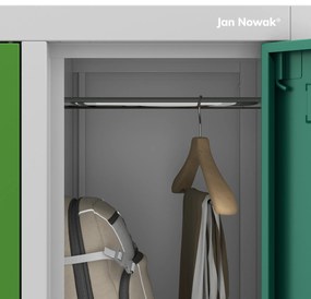 Fém szekrény, 10 rekeszes BARTUŚ, 1360 x 1500 x 450 mm, szürke-többszínű