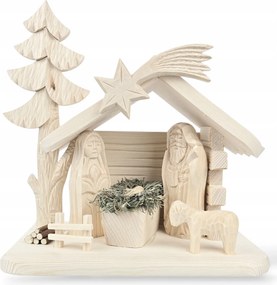 Fából készült Karácsonyi Kézzel Faragott Karácsonyi Betlehem *24x23 cm.