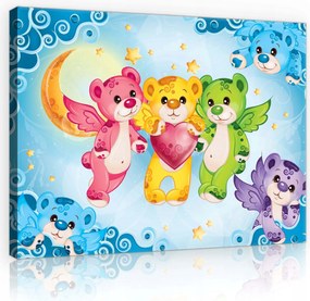 Vászonkép 100x75 Szívecskés mackók Objektum rózsaszín szív ideális a szobába