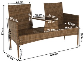 Kerti pad kisasztallal, barna bézs, LALIT TYP 2