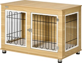 PawHut Kutyafekhely Bútor 2 Ajtóval Párnával, 2 Zárral, Fém Kutya Doboz Otthonra, Benti Kutyaház Nagy Kutyáknak 25 kg-ig, Oldalterítés, Kutya Kennel 9