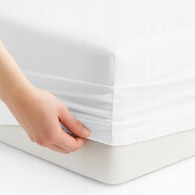 Gumis lepedő 180x200 30cm 100% Pamut Szatén Fehér MrTowel