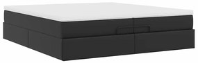 Ottomán ágykeret matracokkal Fekete 200x200cm műbőr