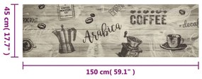 szürke kávémintás mosható bársony konyhaszőnyeg 45x150 cm