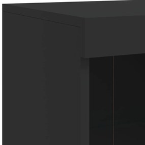 fekete tálalószekrény LED-világítással 81 x 37 x 100 cm