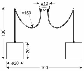 Csillár zsinóron CANDIDA 2xE27/40W/230V pók fekete/réz