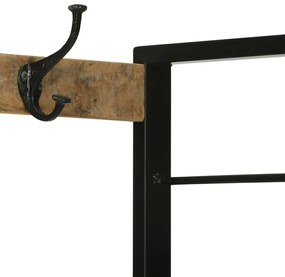 Ruhatartó horoggal és polcokkal 110x40x185 cm Tömör durva mangófából