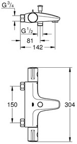 GROHE 34756000 - Termosztátos kádcsaptelep GROHTHERM 800 DN 15 fényes króm