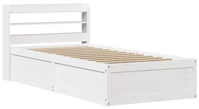 fehér tömör fenyőfa ágykeret fejtámlával 90 x 190 cm