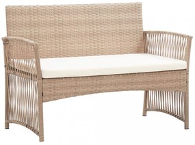 vidaXL 4 részes bézs kerti polyrattan bútorszett párnákkal