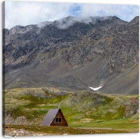 Vászonkép Természet Házikó a hegyekben Kilátás a hegyekre 50x50 cm