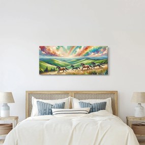 Kép – Vágtázó lovak a tájban (120x50 cm)