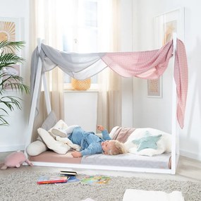 Fehér házikó alakú gyerekágy 70x140 cm Montessori – Roba