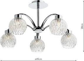Dar Lighting YASMIN YAS0550 Plafonlámpa 5x40W/G9 IP20