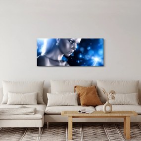 Kék csillogású nő képe (120x50 cm)