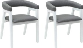 vidaXL Étkező Székek 2 pcs Fehér 54 x 57 x 73 cm Tömör Gumi Fa