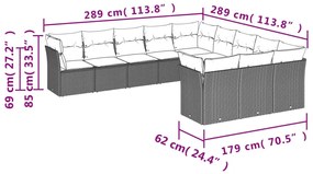 11 részes bézs polyrattan kerti ülőgarnitúra párnákkal