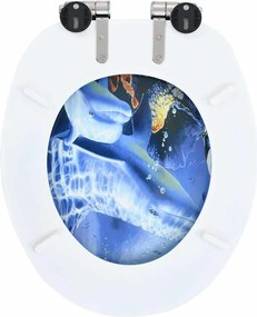 2 db delfinmintás MDF WC-ülőke lassan csukódó fedéllel