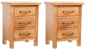 2 db tömör tölgyfa éjjeliszekrény 40 x 30 x 54 cm