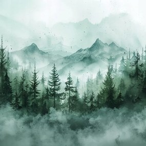 Vászonkép Canvas Tájkép Kilátás Hegyek Erdő Fák Köd 40x40