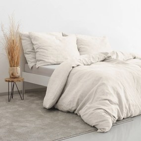 Goldea lenvászon keveréket tartalmazó ágyneműhuzat - elefántcsont 140 x 200 és 70 x 90 cm