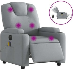 vidaXL világosszürke szövet dönthető elektromos masszázsfotel