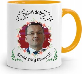 Sárga Bögre Politikusok Miniszterelnök Mateusz Morawiecki