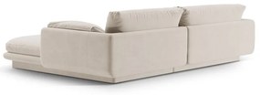 Fehér bársony sarokkanapé (bal oldali-heverő résszel) Torino – Micadoni