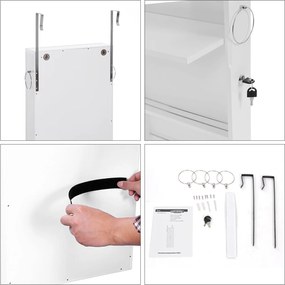 Tükrös ékszerszekrény 37 x 10 x 120 cm, zárható, fehér