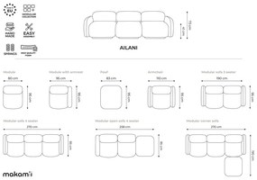 Bézs buklé moduláris sarokkanapé Ailani – Makamii