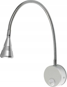 LED-es fali olvasólámpa fali lámpa állítható fém 3W kapcsoló ezüst