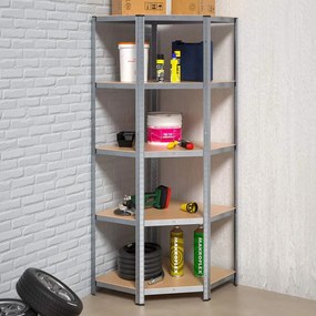 monzana® Sarokpolc 180x70x40 cm - ezüst