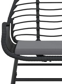 7 részes fekete polyrattan üveg kerti étkezőgarnitúra párnákkal