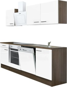 Yorki 220 konyhabútor yorki tölgy korpusz,selyemfényű fehér fronttal alsó sütős elemmel