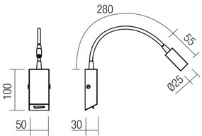 Redo 01-4802 - LED flexibilis lámpa HELLO LED/3W/230V bronzszínű