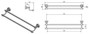 SAPHO 1318-11 Diamond dupla törülközőtartó 60 cm,bronz