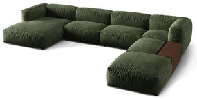 Zöld bársony moduláris sarokkanapé (jobb oldali-U alakú) Martina – Micadoni