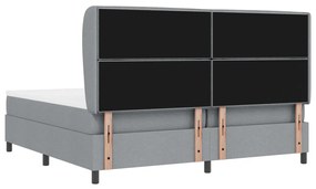 Boxspring Ágy Matrac Kép Barnás Szürke 200x200 cm Szövet