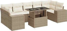 vidaXL 8 részes bézs polyrattan kerti ülőgarnitúra párnával