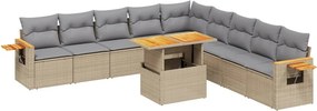 vidaXL 11 részes bézs polyrattan kerti ülőgarnitúra párnákkal